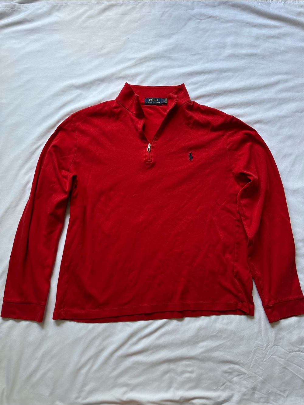 Polo Ralph Lauren Red Long Sleeve 1/4 Zip Polo Shirt